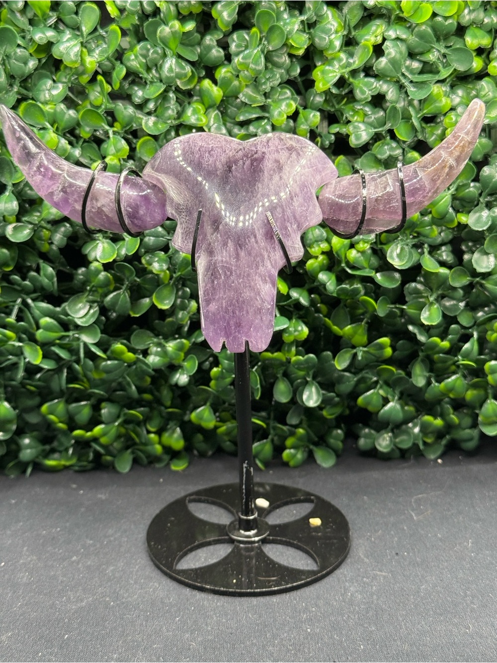 Amethyst Bull Skull on Display Stand
